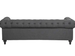 Beliani 3-Istuttava Sohva Kangas Harmaa Chesterfield Clearance