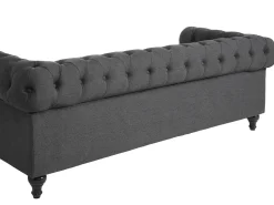 Beliani 3-Istuttava Sohva Kangas Harmaa Chesterfield Clearance