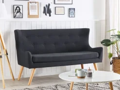Beliani 2-Istuttava Sohva Kangas Musta Skibby Hot