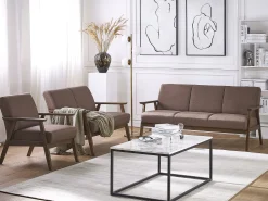 Beliani 3-Istuttava Sohva Kangas Ruskea Asnes New