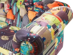 Beliani 3-Istuttava Sohva Kangas Tilkkukuvio Vihrea/Keltainen Chesterfield Shop