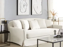 Beliani 3-Istuttava Sohva Kangas Valkoinen Gilja Store