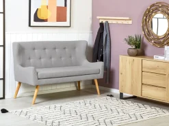 Beliani 2-Istuttava Sohva Kangas Vaaleanharmaa Skibby Cheap