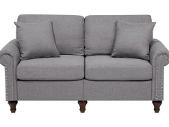 Beliani 2-Istuttava Sohva Kangas Vaaleanharmaa Otra Outlet