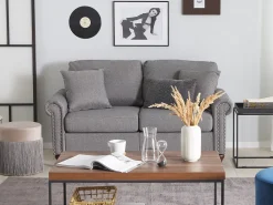 Beliani 2-Istuttava Sohva Kangas Vaaleanharmaa Otra Outlet