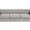 Beliani 3-Istuttava Sohva Kangas Vaaleanharmaa Chesterfield Store