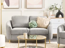 Beliani 2-Istuttava Sohva Kangas Vaaleanharmaa Trosa New