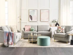 Beliani 2-Istuttava Sohva Kangas Vaaleanharmaa Trosa New