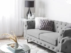 Beliani 2-Istuttava Sohva Kangas Vaaleanharmaa Vissland Shop