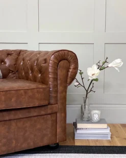 Beliani 3-Istuttava Sohva Keinonahka Kullanruskea Chesterfield Best Sale