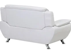 Beliani 2-Istuttava Sohva Keinonahkainen Valkoinen Leira Outlet