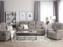 Beliani 3-Istuttava Sohva Manuaalisesti Saadettava Kangas Ruskeanharmaa Bergen Flash Sale