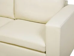 Beliani 3-Istuttava Sohva Nahka Kermanvalkoinen Helsinki Discount