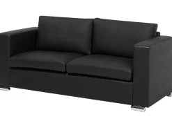 Beliani 3-Istuttava Sohva Nahka Musta Helsinki Fashion