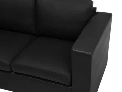 Beliani 3-Istuttava Sohva Nahka Musta Helsinki Fashion