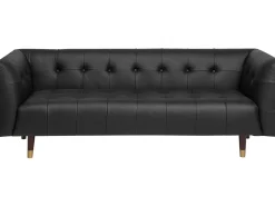 Beliani 3-Istuttava Sohva Nahkainen Musta Byske Fashion