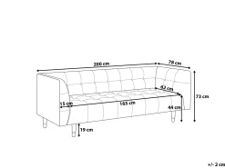 Beliani 3-Istuttava Sohva Nahkainen Musta Byske Fashion