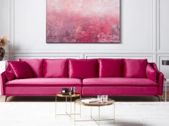 Beliani 4-Istuttava Sohva Sametti Fuksia Aure Fashion
