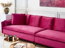 Beliani 4-Istuttava Sohva Sametti Fuksia Aure Fashion