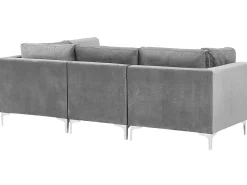 Beliani 3-Istuttava Sohva Sametti Harmaa Evja Fashion