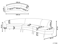 Beliani 4-Istuttava Sohva Sametti Kaareva Vaaleanpunainen Moss Best