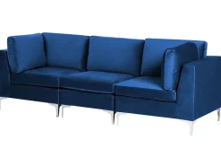 Beliani 3-Istuttava Sohva Sametti Laivastonsininen Evja Best