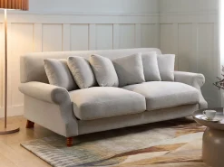 Beliani 3-Istuttava Sohva Sametti Luonnonvalkoinen Eike Store