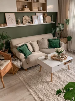 Beliani 3-Istuttava Sohva Sametti Luonnonvalkoinen Eike Store