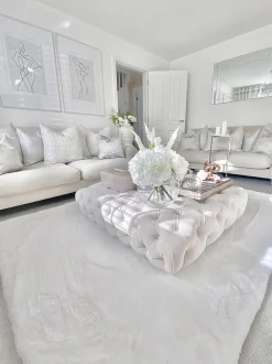 Beliani 3-Istuttava Sohva Sametti Luonnonvalkoinen Eike Store