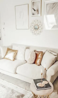 Beliani 3-Istuttava Sohva Sametti Luonnonvalkoinen Eike Store