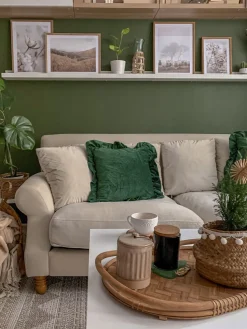 Beliani 3-Istuttava Sohva Sametti Luonnonvalkoinen Eike Store