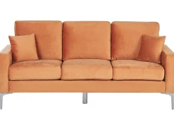 Beliani 3-Istuttava Sohva Sametti Oranssi Gavle Discount