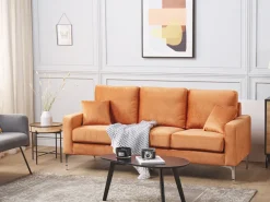 Beliani 3-Istuttava Sohva Sametti Oranssi Gavle Discount