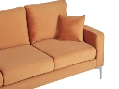 Beliani 3-Istuttava Sohva Sametti Oranssi Gavle Discount