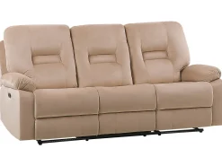 Beliani 3-Istuttava Sohva Sametti Sahkosaadettava Hiekanruskea Bergen Best Sale