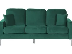Beliani 3-Istuttava Sohva Sametti Smaragdinvihrea Gavle Cheap