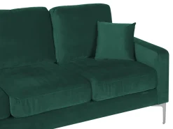 Beliani 3-Istuttava Sohva Sametti Smaragdinvihrea Gavle Cheap