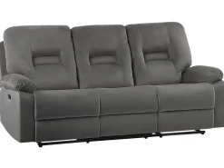 Beliani 3-Istuttava Sohva Sametti Sahkosaadettava Tummanharmaa Bergen Best