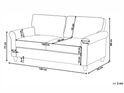 Beliani 3-Istuttava Sohva Sametti Vaalea Beige Ronneby Clearance