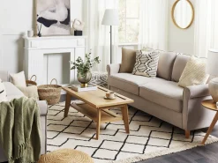 Beliani 3-Istuttava Sohva Sametti Vaalea Beige Ronneby Clearance