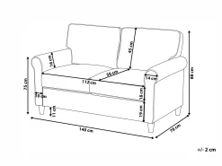 Beliani 2-Istuttava Sohva Sametti Vaalea Beige Ronneby Store