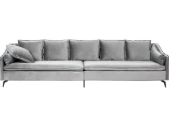 Beliani 4-Istuttava Sohva Sametti Vaaleanharmaa Aure Flash Sale