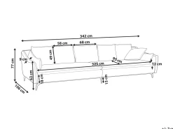 Beliani 4-Istuttava Sohva Sametti Vaaleanharmaa Aure Flash Sale