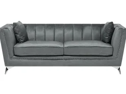 Beliani 3-Istuttava Sohva Samettinen Harmaa Gaula Clearance