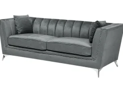 Beliani 3-Istuttava Sohva Samettinen Harmaa Gaula Clearance
