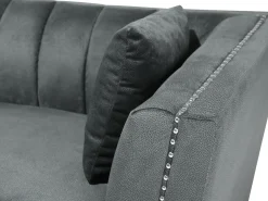 Beliani 3-Istuttava Sohva Samettinen Harmaa Gaula Clearance