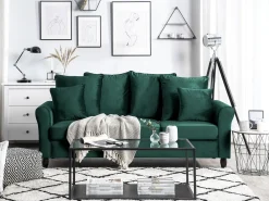 Beliani 3-Istuttava Sohva Samettinen Vihrea Bornholm Hot