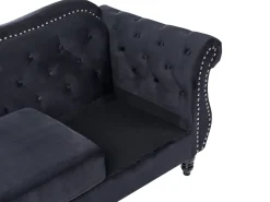 Beliani 3-Istuttava Sohva Samettinen Musta Skien Cheap