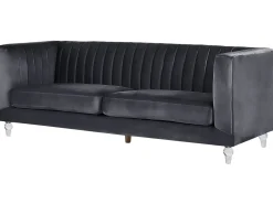 Beliani 3-Istuttava Sohva Samettinen Musta Arvika Flash Sale