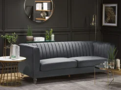 Beliani 3-Istuttava Sohva Samettinen Tummanharmaa Arvika Best Sale